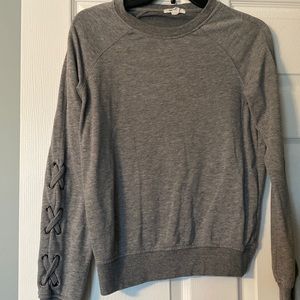 Gray Crew Neck Detailed Arms